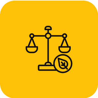 Scales with leaf symbol on yellow background.